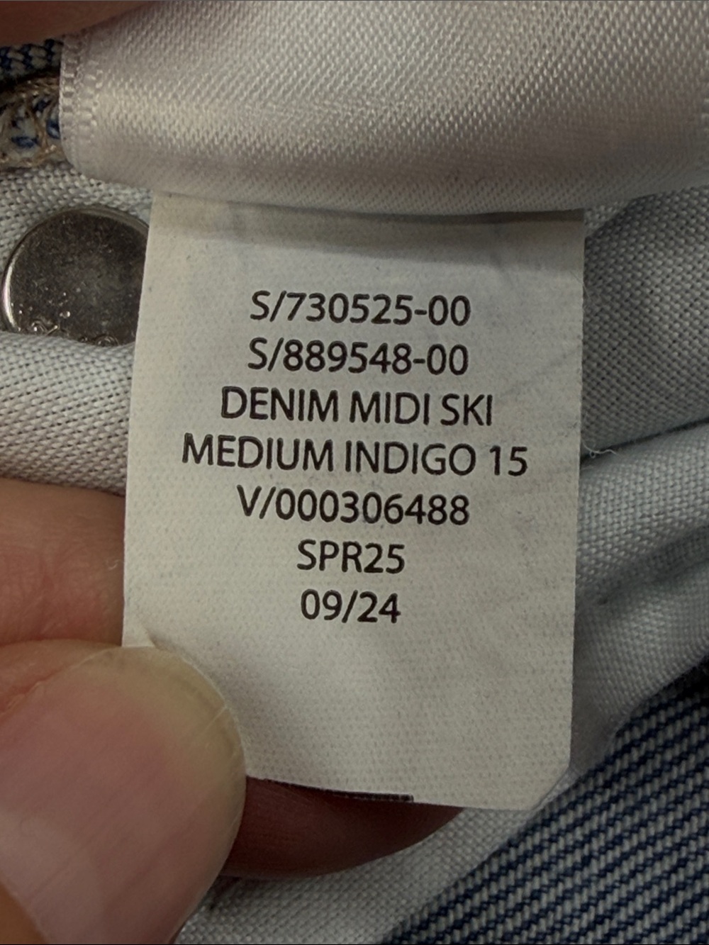GAP Denim Medium Indigo Blue Front Slit Midi Jean Skirt Size 4 - Picture 10 of 10